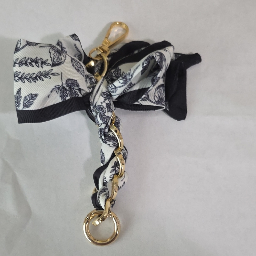 5/$25 Chic Black and White Floral Scarf Keychain